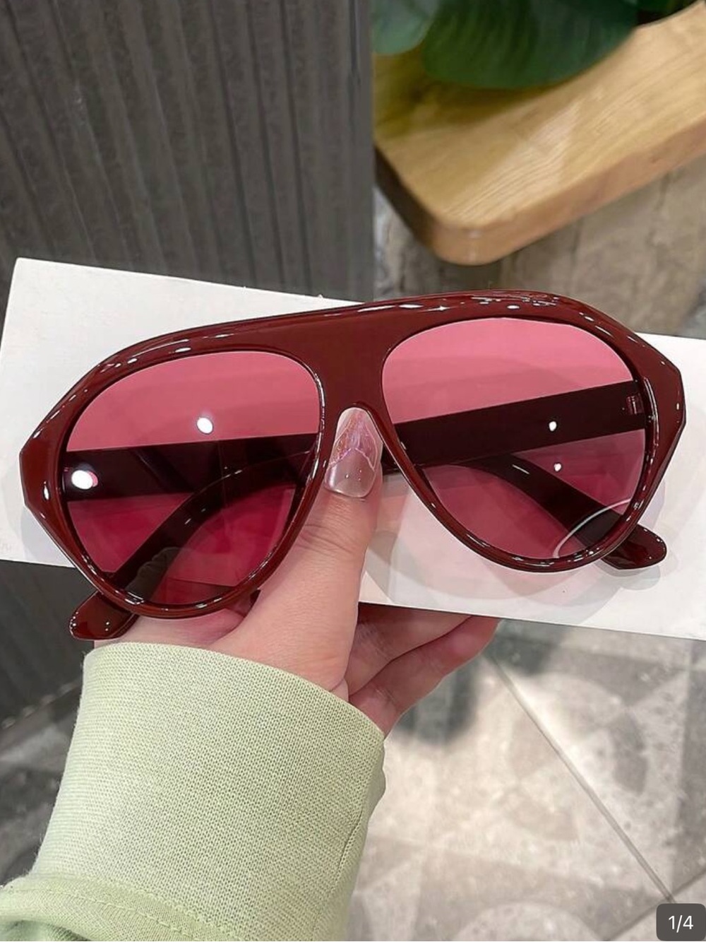 Women's Wine Red Pilot Sunglasses Retro Aviator Burgundy Frame OS